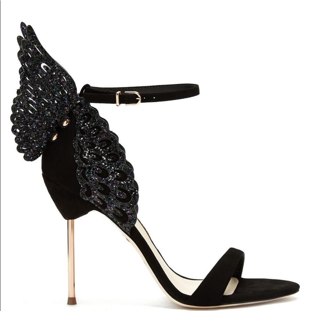 Sophia webster black glitter butterfly heels
